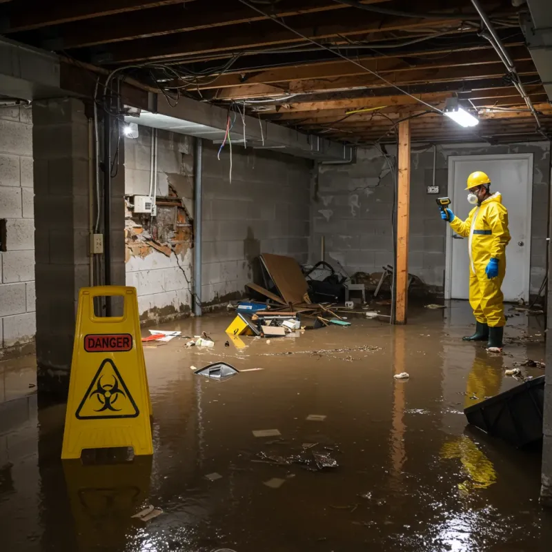 Flooded Basement Electrical Hazard in Mitchell County, NC Property